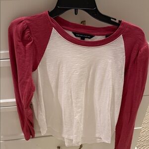 Veronica Beard Red and White Long Sleeve Top